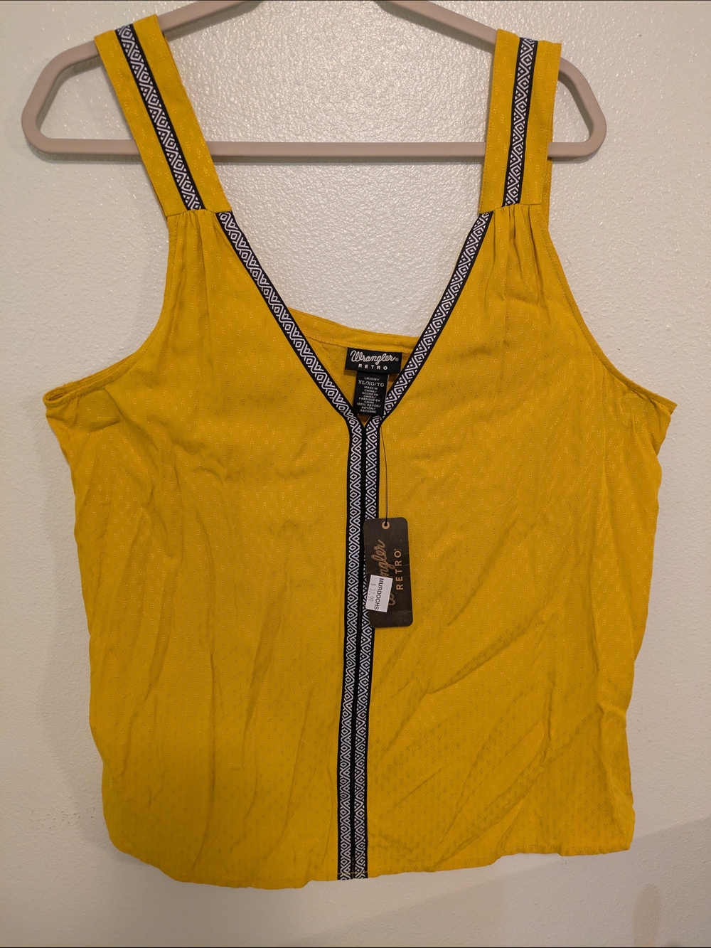 Wrangler Yellow Tank Top with Black-White Trim